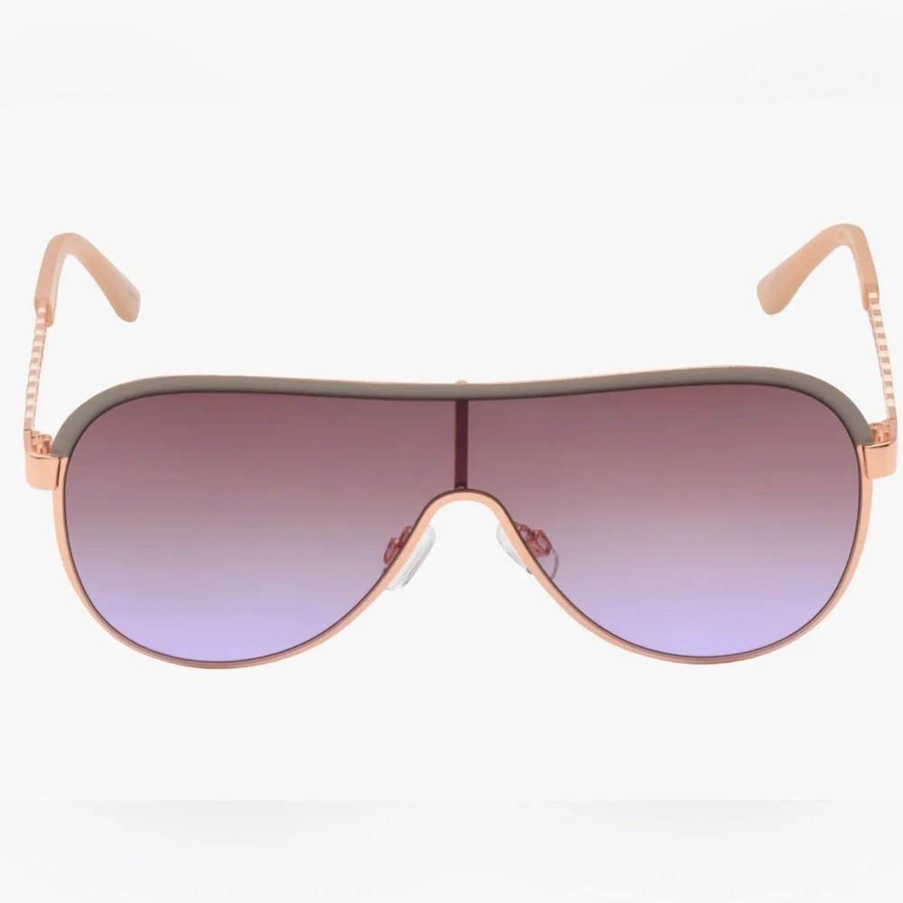 Jessica Simpson J6228 nude gray‎ rose gold Metal Shield Aviator Pilot Sunglasses